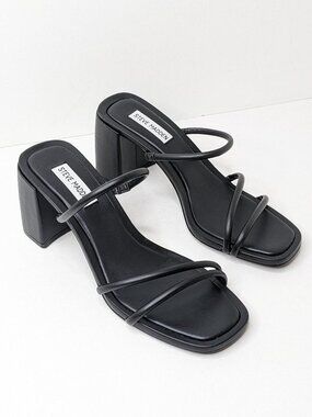 Steve Madden Gemeni Heeled Sandals Black Womens 10
